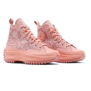 Converse Run Star Hike High Top Pink Quartz White Floral, Size 7